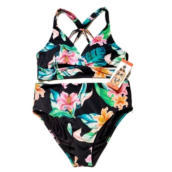 NEXT 2pc Women's M Keoki Palms 25 min Sports Bra Swim Top + High Rise Bikini NWT - Picture 8 of 16